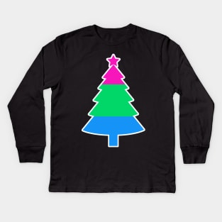 Christmas Tree LGBT Flag Polysexual Kids Long Sleeve T-Shirt